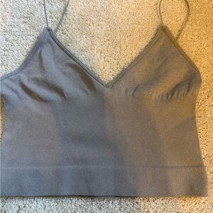 Free People Intimately Gray Ribbed Crop Cami, Size XS/S